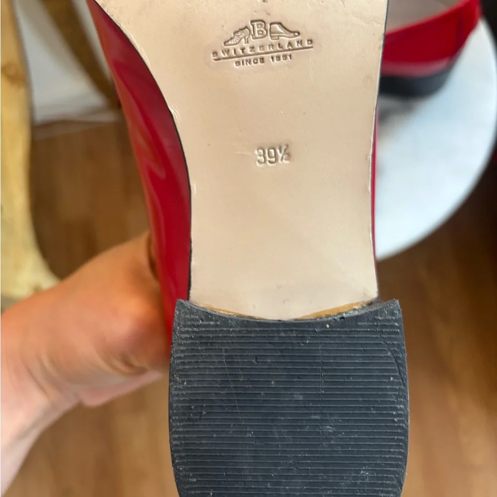 BALLY Red Patent Leather Civitanova Heeled Loafer SZ 39.5 EU US 9  Made In Italy - Picture 5 of 9